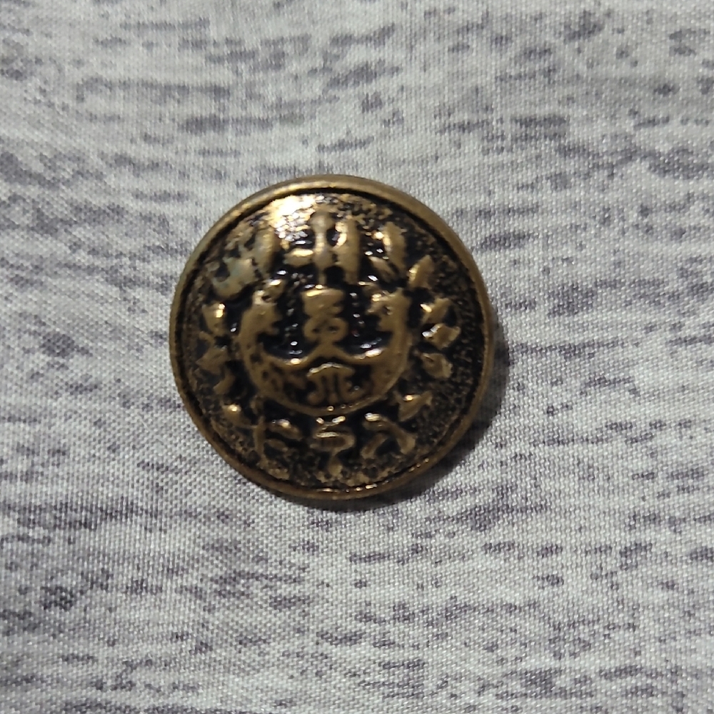 heraldic two-headed dragon creature ax hatchet livery or blazer buttons vtg